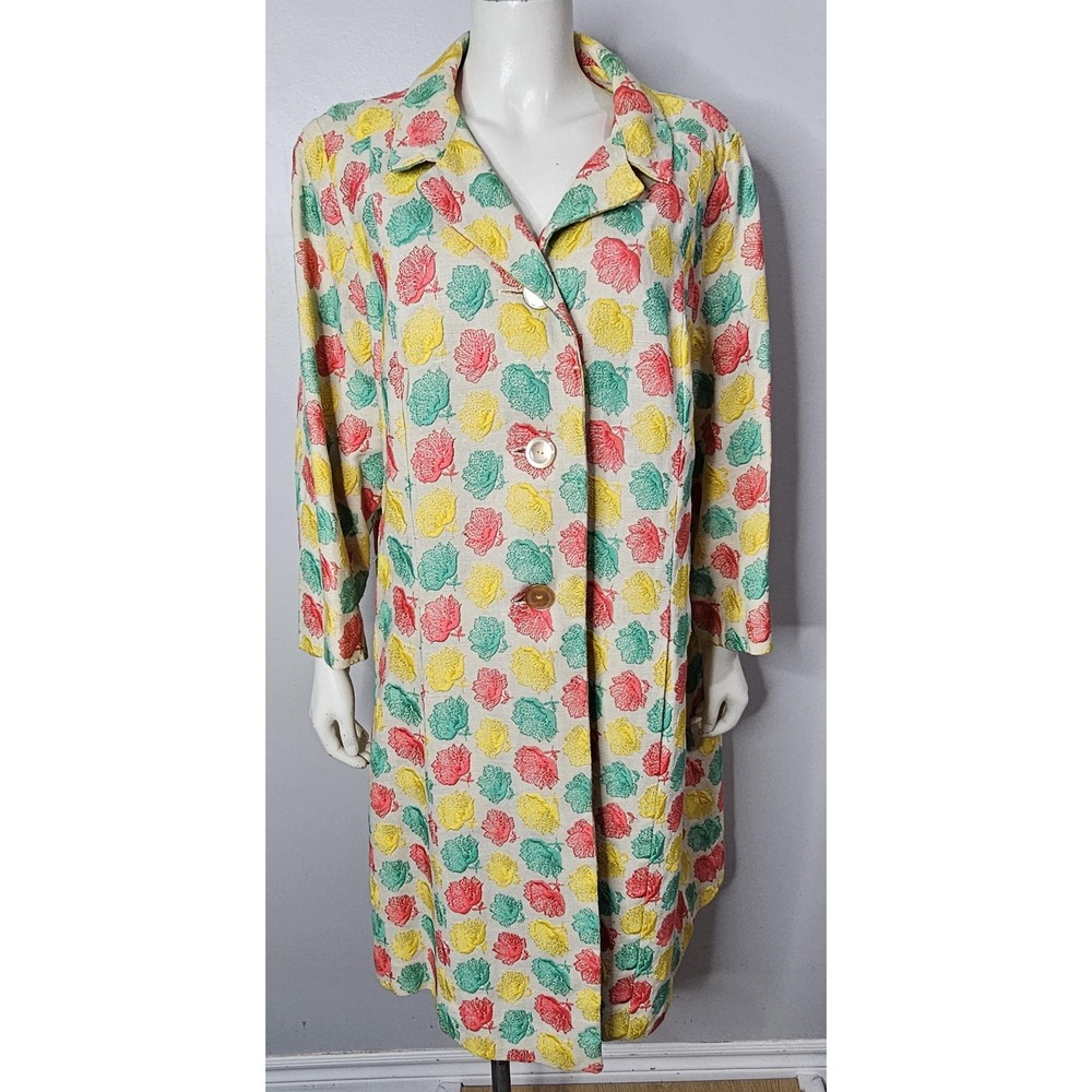 Vintage 1950s Moygashel Linen Floral Embroidered Coat